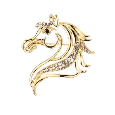 Fashionable Equestrian Crystal Brooch Pin For Outfits Zinc Alloy Made Smooth Brims Comfortable Wear Jewelry Decoration