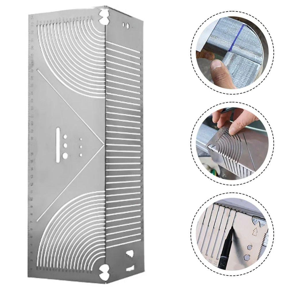 Metal Marking Pipe Cutting Guide Stainless Steel Four-sided Ruler Angle Arc Marking Tool  DIY