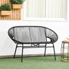 Poltrona in Rattan Sedia Relax in Stile Boho, 132 cm x 72 cm x 83 cm, Nero