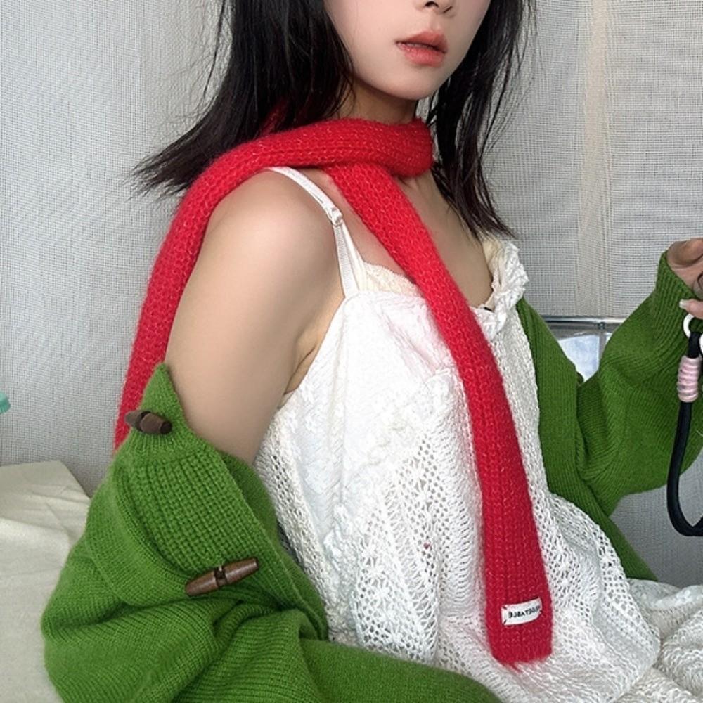 Y2K Long Narrow Scarves Korean Style Sweet Scarf Cool Knitted Scarf  Streetwear