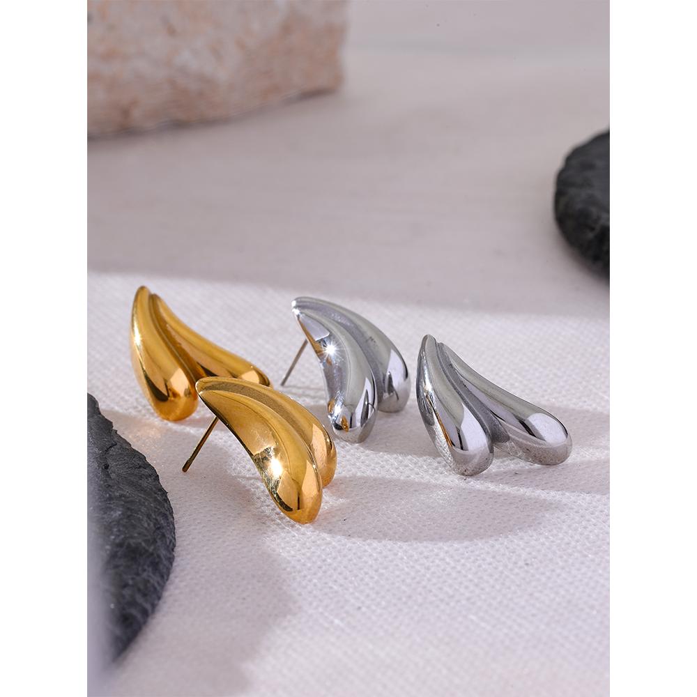 Yhpup Minimalist Stainless Steel Metal Geometric Stud Earrings Personalized Fashion Versatile Daily Jewelry Bijoux Women