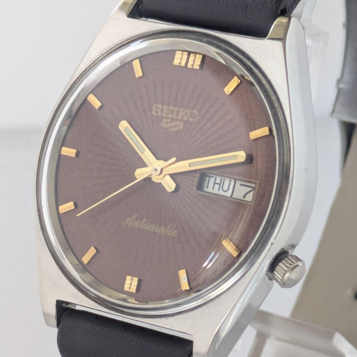 [Overhauled/working item] Seiko 5 automatic winding 80s Vintage  Rare brown dial