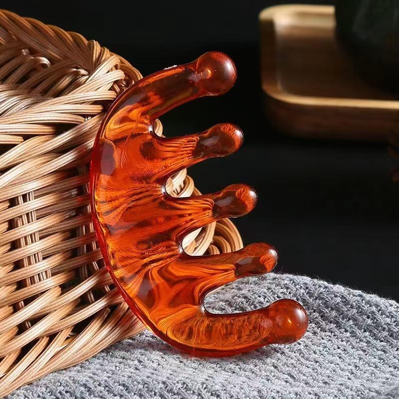 Head Massager - Five-finger Head Therapy Comb - Claw Massage Meridian Comb - Resin Point Pressing Scratching Scalp - Head Pressing Tool - Comb