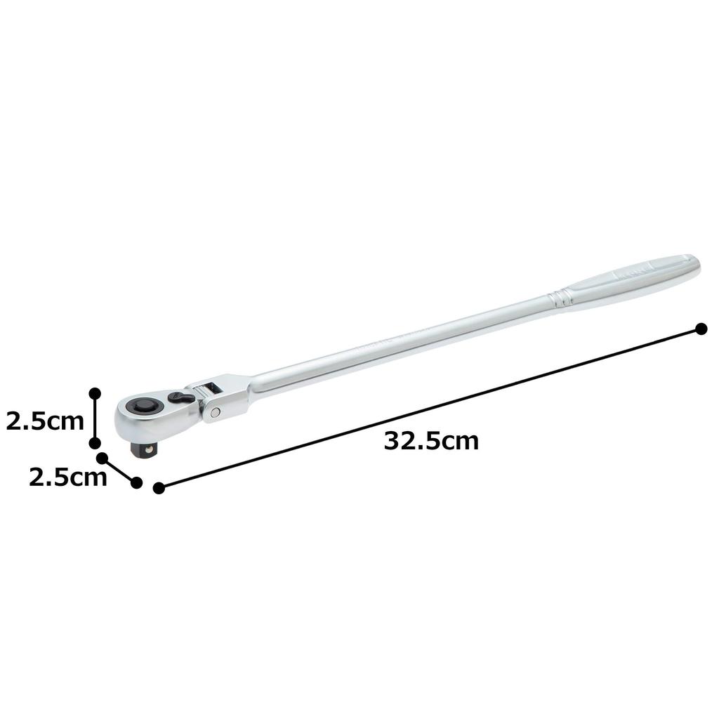 TONE Long Swivel Ratchet Handle Drive (Hold Type) RH3FHL, 9.5mm (3/8")