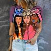 2025 Summer Women Fashion T-shirt Art Girl Painting O-Neck Tops Tees Female Stylish Short Sleeve Clothing Ladies Casual Outfit
