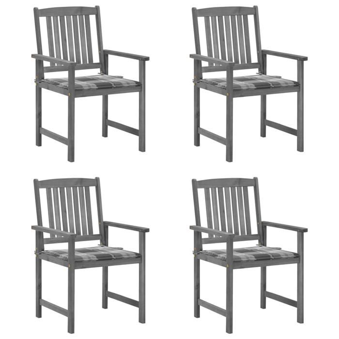 VidaXL 4x Chaises de Jardin avec Coussins Sièges de Patio Chaises de Terrasse Sièges d'Extérieur Chaises de Plage Camping 3061250