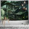 Aesthetic Swamp Abandoned House Tapestry, Dark Forest Haunted Cabin Wall Hanging, Gothic Witchy Decor For Bedroom Living Room