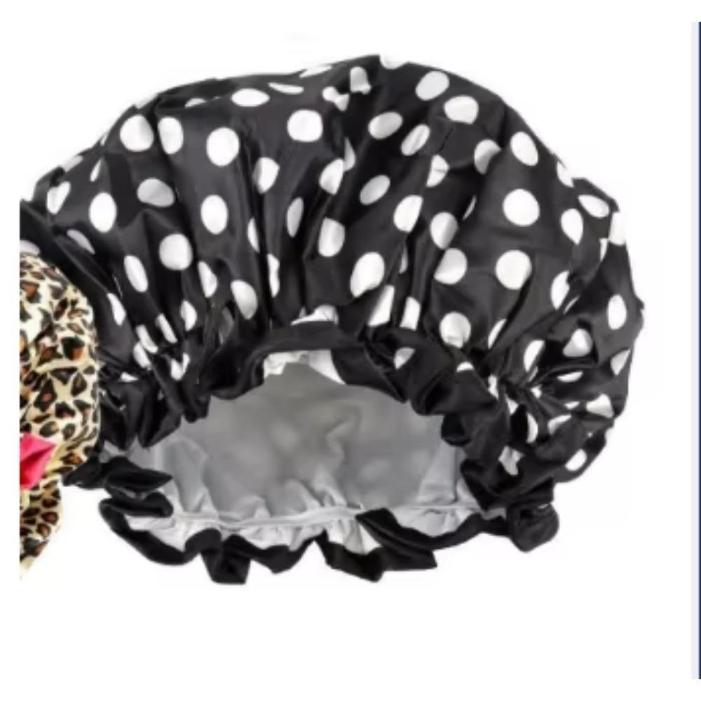 

Fashion Leopard Print Shower Cap Waterproof Reusable Double Layer Bath Hair Cover with Elastic Edge for Women Men Products
