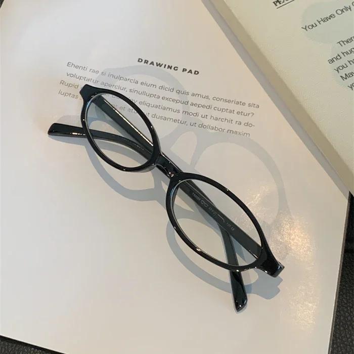 

Ретро Y2K Овальні Оправи Окуляри Портативні Блокуючі Синє Світло Жіночі Окуляри Косплей Маленька Оправа Окуляри чорний