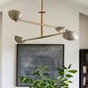 Mid Century Modern Sputnik Chandelier: Brass  Iron Diabolo Shade Ceiling Light
