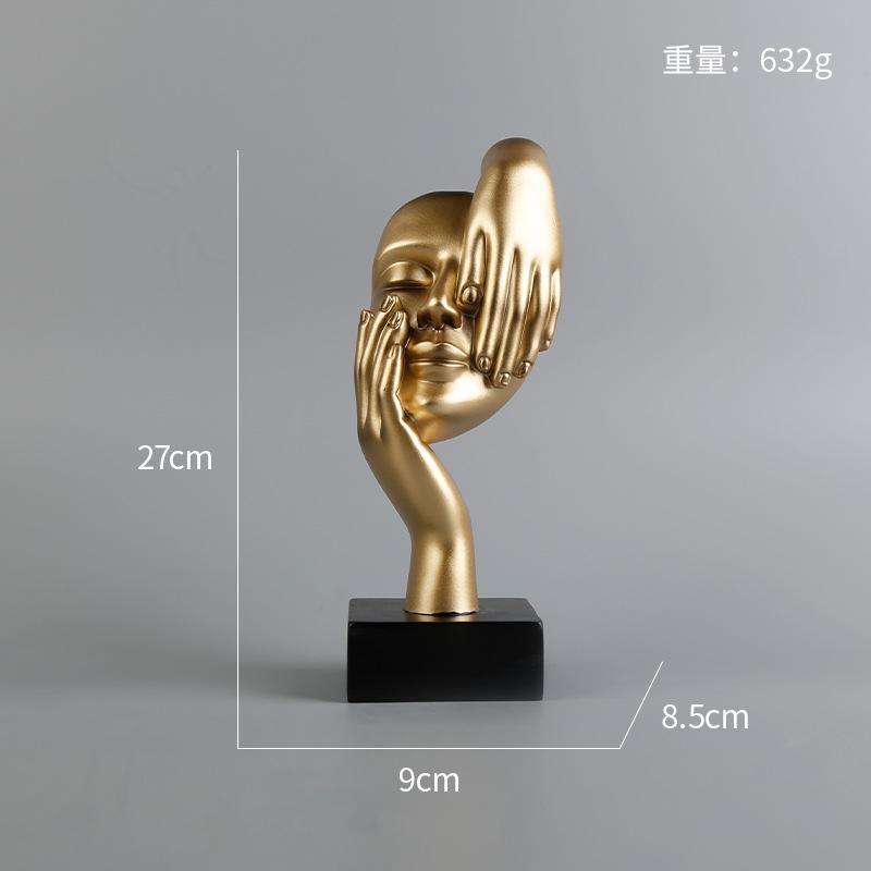 27cm Bstract Face Sculpture Resin Thinker Figurines for Desktop Office Desk Living Room Table Collection Figurine Decoration