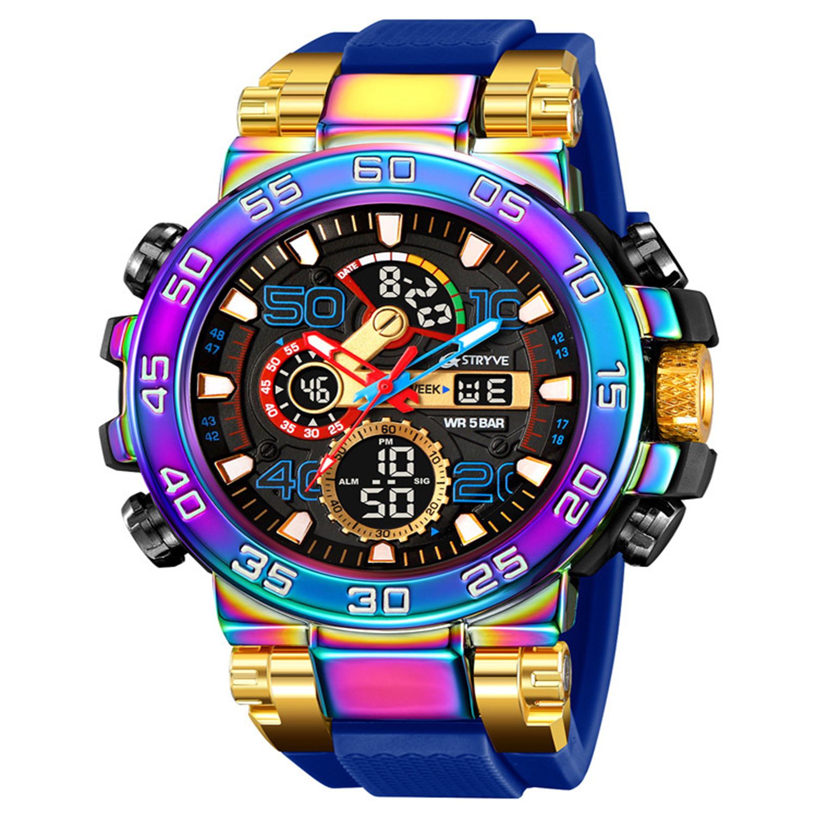 

Мужские водонепроницаемые светящиеся наручные часы-будильник для бега One Size