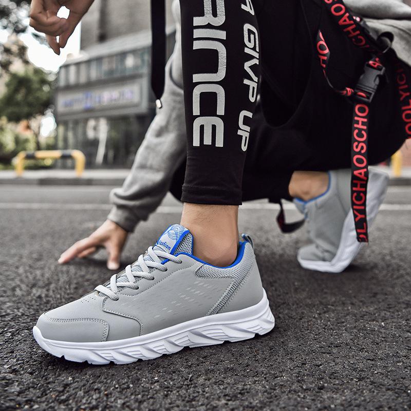 Black Casual Sneakers Leather Casual Men's Shoes Lightweight Soft Sole Casual Running Shoes Student