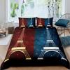 Eiffel Tower Duvet Cover Romantic Modern City Building of Paris Red and Blue Couple Quilt Cover Accessories Decor for Teen Girl