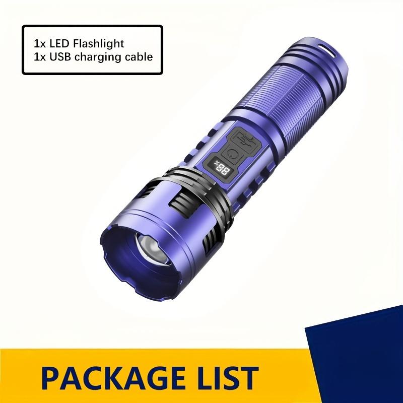 

8000LM Outdoor Handheld LED Flashlight,portable,3 Mode,rechargeable,digital Power Display,suitable for Home,hiking,fishing,camping,emergency Lighting purple,600mAh-1 mode