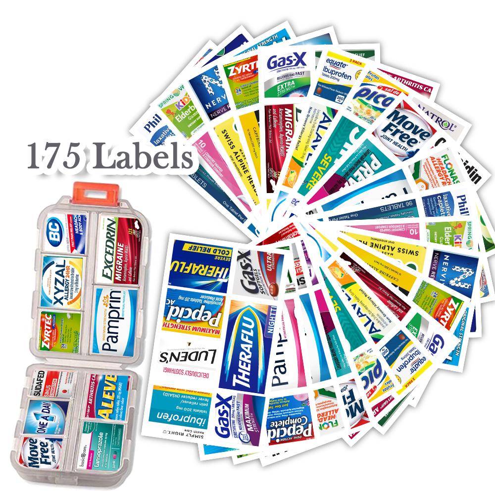 10 Grids Pill Organize Storage Container with 175 Labels Pill Case Health Medicine Organizer Travel Supply Mini Pill Box