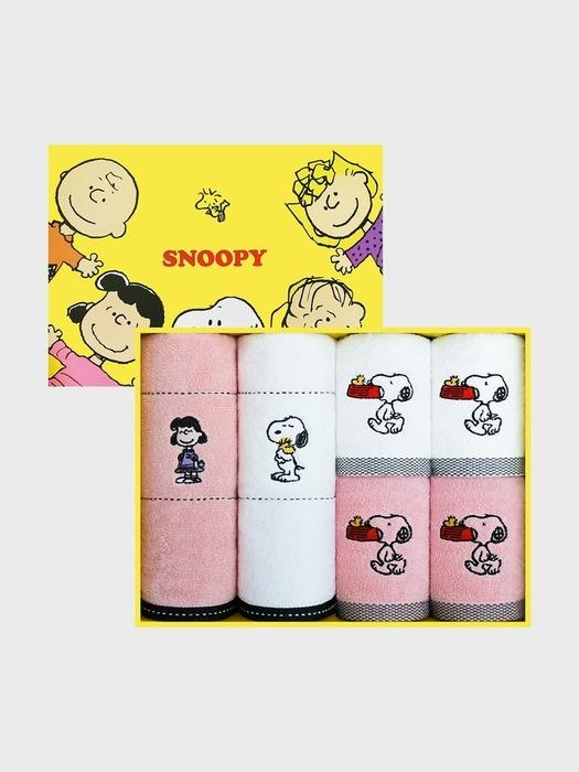 Songwol Towel Snoopy Friends Gori & Se Cotton Towel (1 ivory + 1 pink)+Block Black(2 ivory+2pink)