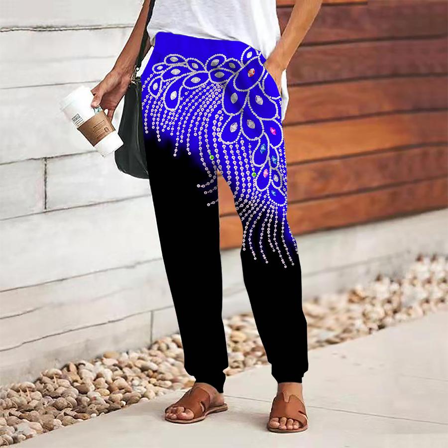 

Женские Великолепные Брюки с Принтом, На Шнуровке, Эластичная Талия, Свободные Брюки, Повседневные Длинные Брюки, Брюки с Карманами 2XL