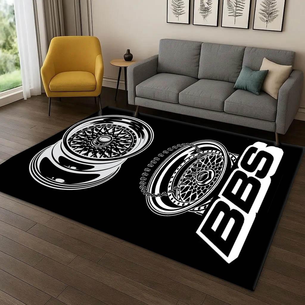 B-BBS Racing Classic Car Cool Motor 3D Print Carpet Rug Art for Room Decor Home Bedroom Gifts Kids Area Rug Non-slip Floor Mat
