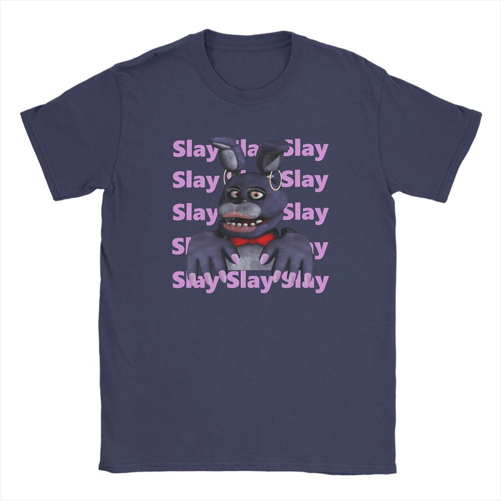 Fnaf slay meme on periodt Men T Shirts FNAF At Freddys Tee Shirt Short Sleeve Round Collar TShirt Pure Cotton Summer Clothes