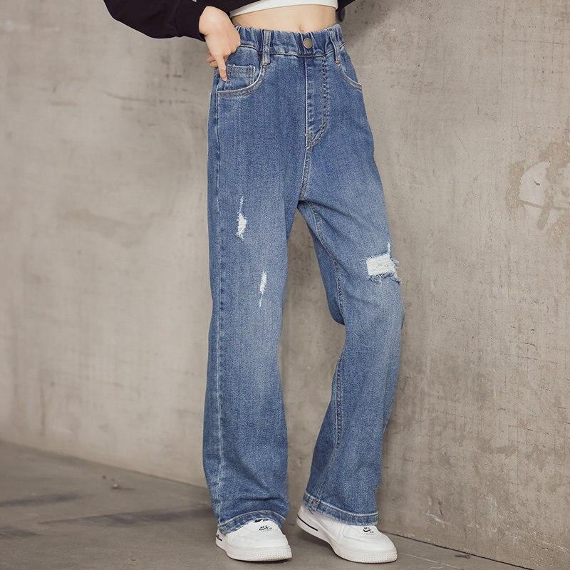 Buy Girls Jeans Wide Leg Pants Straight Cotton Children Loose