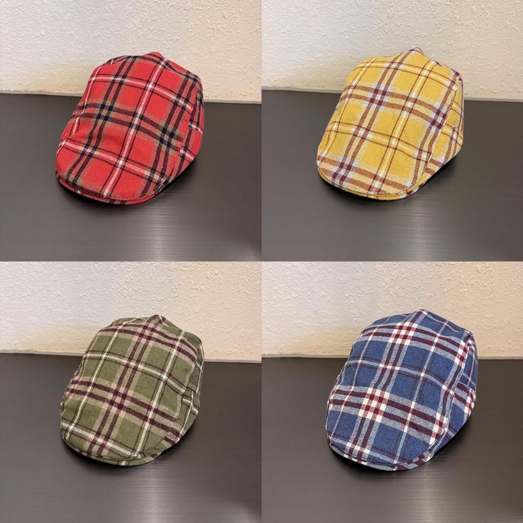 Vintage Japanese Plaid Beret Hat For Women With Short Brim Casual Fashion Accessory