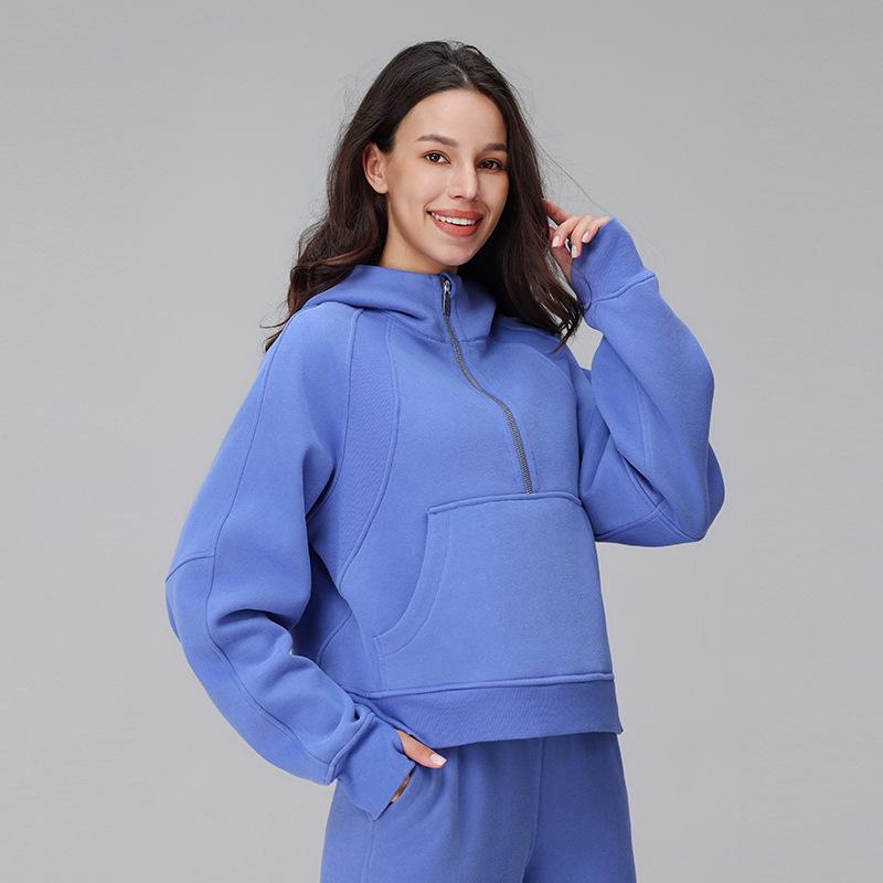 

Женское худи из флиса с подкладкой для дайвинга: Стильная повседневная куртка для йоги с длинным рукавом и молнией до середины груди XS/S