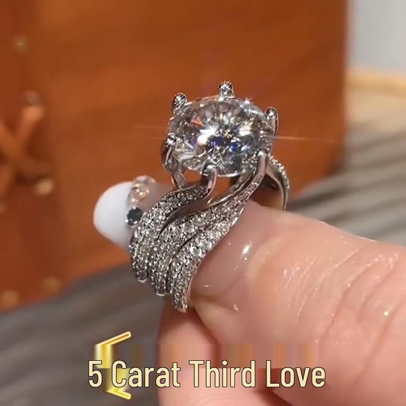 New 5 Carat Dove Egg Simulated Moissanite Three-Row Diamond Ring: Three Lifetimes of Love