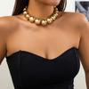 Vintage Big Beads Choker Necklace For Women Girls Exaggerated Clavicle Chain