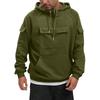 Men's Cargo Hoodie | Drawstring Multi-Pocket, Solid Color For Outdoor & Casual Wear