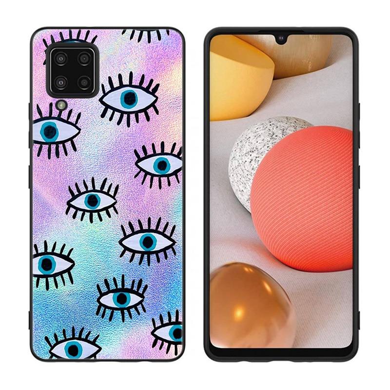 Eye Blue Evil Eye Phone Case For Samsung Galaxy A12 A02S A22 A32 A52 A72 A71 A51 A41 A31 A21 A11 A50 A70 A10S A20S Black Cover