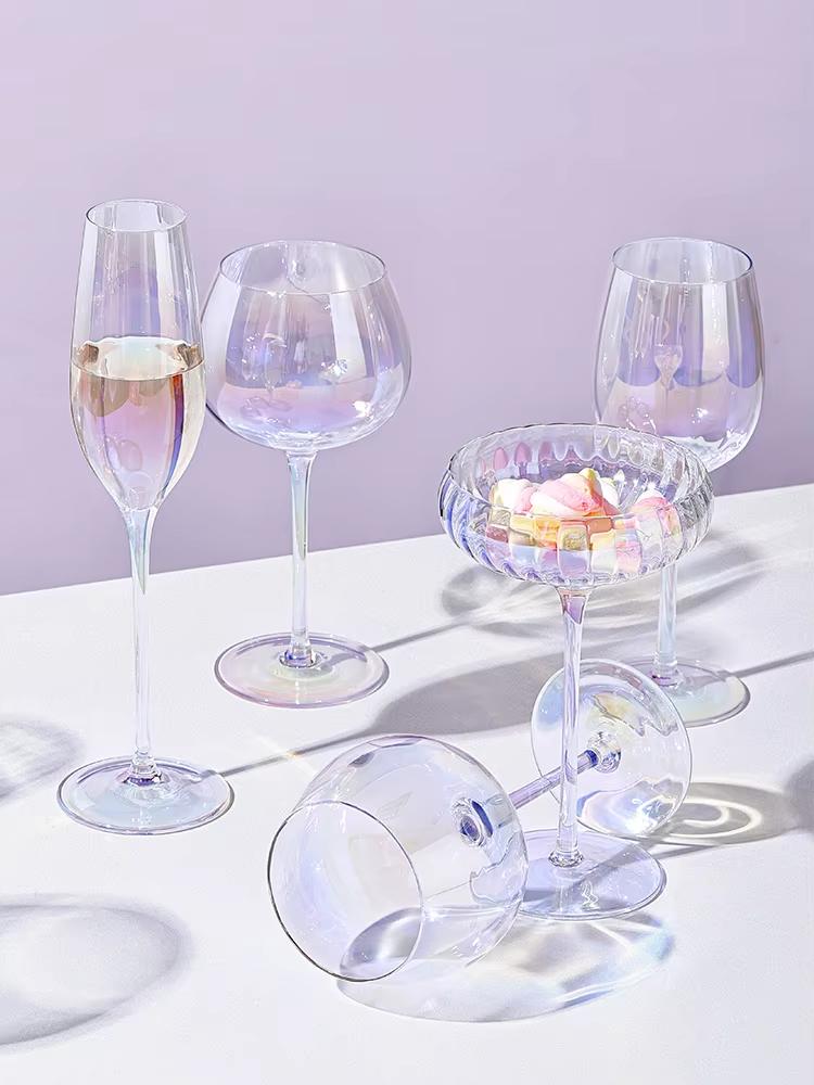 Bunter Kristallglas-Pokal Rotwein-Glasbecher Champagnerglas-Set Haus Premium Weinglas Kristall Regenbogen Glas