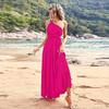 Women's Fashion Summer Backless V-neck Sleeveless Strappy Solid Color Dress