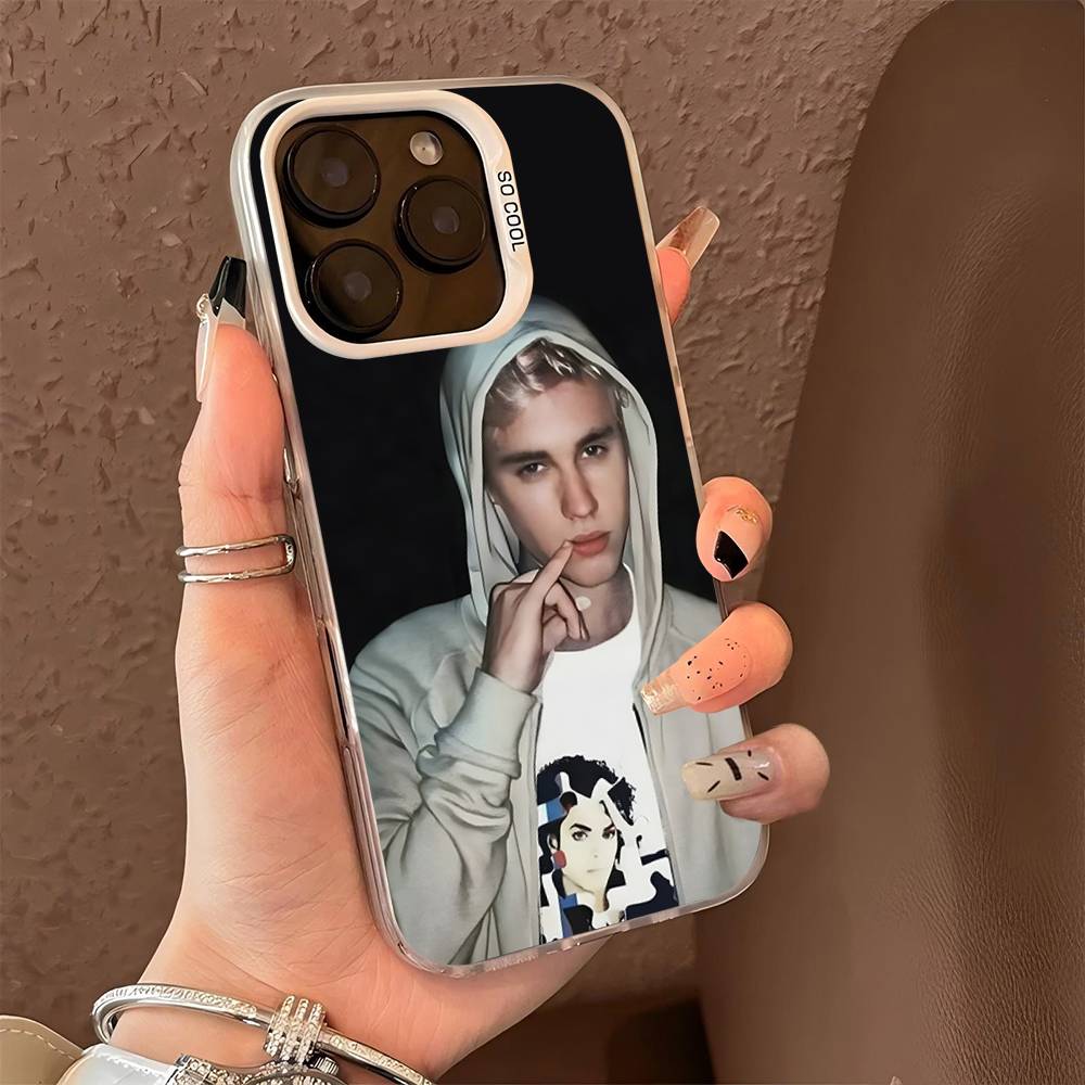 Singer J-Justin B-Bieber Colorful Silver For IPhone 17 16 15 Pro Max 14 13 12 11 Pro Plus Phone Case