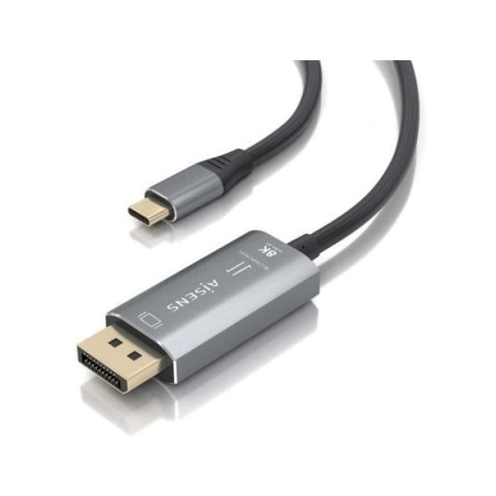 Cable Conversor AISENS A109-0880 USB-C/DisplayPort 8K 1.8m Negro bidireccional aluminio