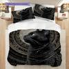 Black Cat Pattern Bedding Quilt Set Quilt Cover Pillowcase Home Decoration Birthday Gift (1 * Duvet Cover + 2 * Pillowcase, Without Core)