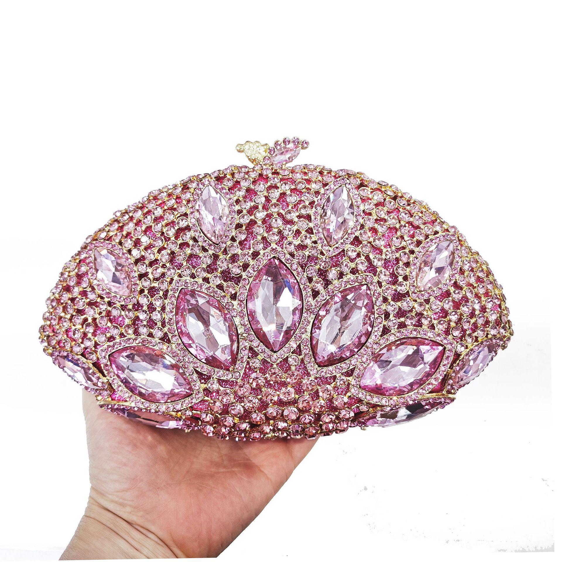 

Fan Women Crystal Handbag Large Rhinestone Clutches For Dinner Party Bag Luxury Gala Banquet Purse Diamond Evening Bag Wedding 19cmX11.5cmX7cm