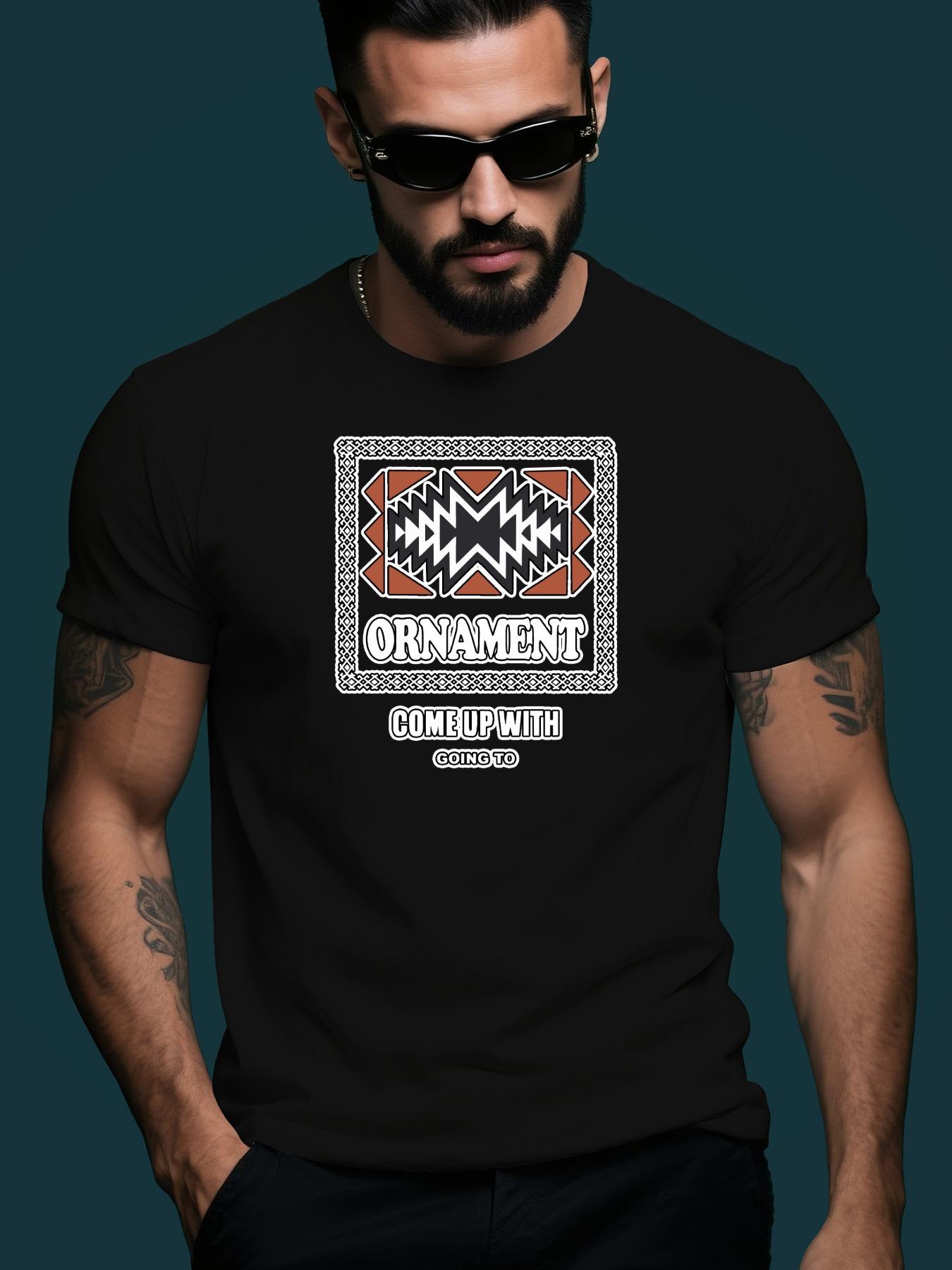 ORNAMENT Graphic Tshirt - Bold Tribal-like Pattern in Bla... M