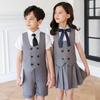 Boys Girls Summer Royal Blue Vest Shorts/Skirt Photograph Dress School Kids Uniforms Children's Day Performance Dance Costume