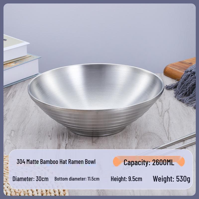 304 Stainless Steel Double Layer Heat-Insulated Ramen and Soup Bowl - Large Gold Noodle Mixing Bowl