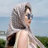 91CM large square scarf women's Japanese retro cashew flower cotton and linen silk scarf temperament lace thin sunscreen shawl headscarf