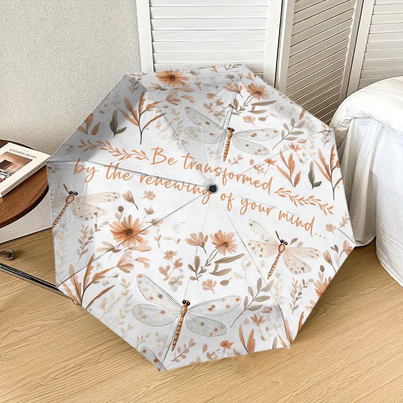1pc Dragonflies Renewal Pattern Umbrella Design Automatic Opening and Closing Umbrella, High-quality Travel Umbrella, c1128075
