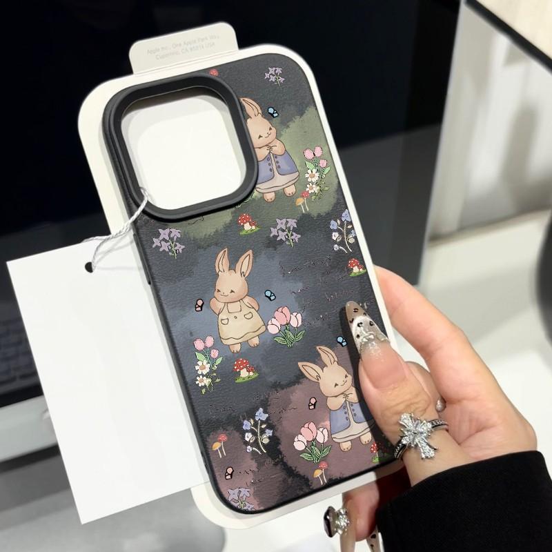 Applicable To Apple 16promax Mobile Phone Case Iphone12 Premium 15pro Leather Pattern 13 Rabbit 14 Cartoon