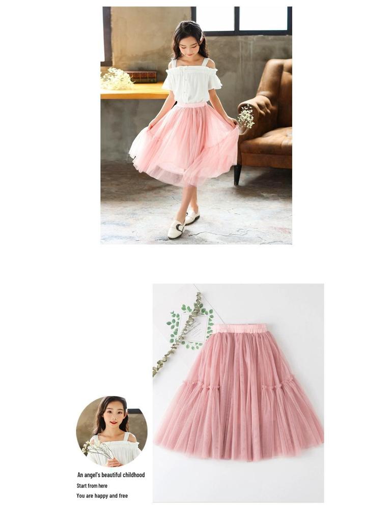 Girls' Summer Mesh Tulle Skirt - Kids' Cross-Border Fashion