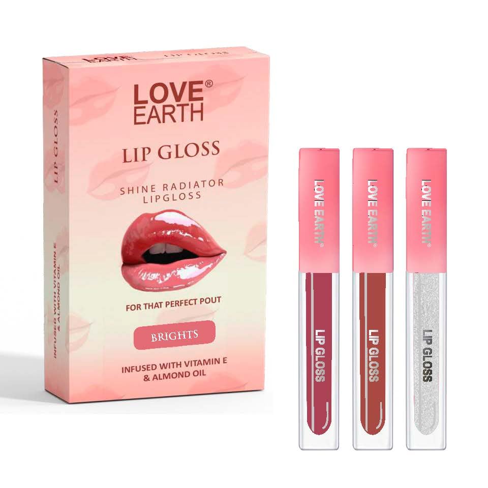 

Love Earth Liquid Lip Gloss - Brights Mini Combo Pack For Soft & Dewy Lips Enriched with Vitamin E & Almond Oil |Lightweight Non Sticky Lip shine
