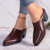Fashion Comemore Spring Autumn Women Pumps Female Soft Leather Pointed Head high heels Outside Two Wear Half Slippers Solid Heels Women