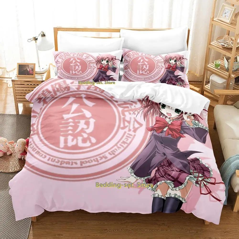 New Seitokai No Ichizon Bedding Set Cartoon Anime Three-piece Set Adult Kid Bedroom Duvetcover Sets Men Duvet Cover Set for Boys