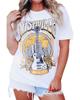 Azura Exchange Nashville Guitar Floral Print T-Shirt