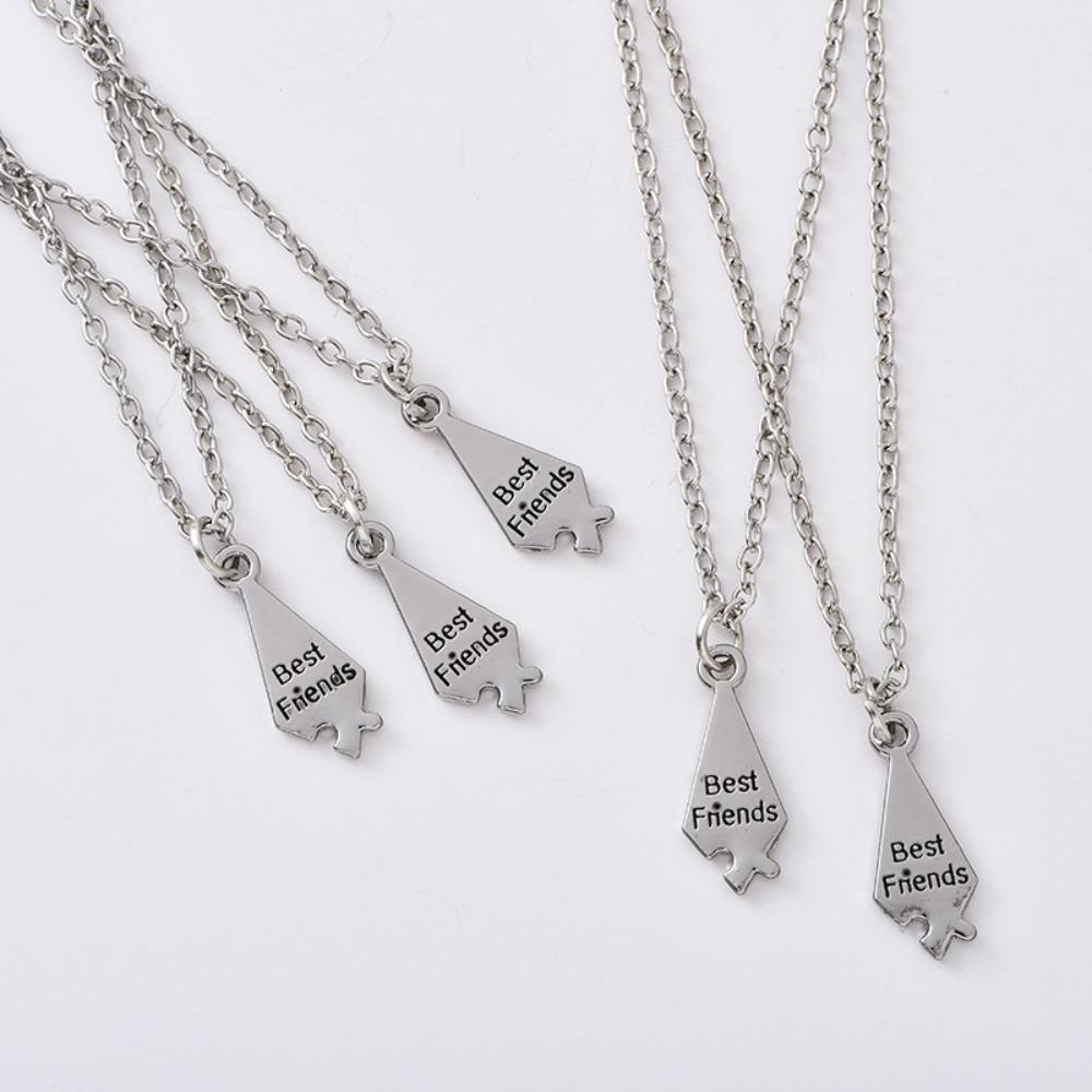 5pcs Set Simple Five People Splicing Best Friends Letter Five-pointed Star Pendant Necklace for Women Men Birthday Jewelry Gifts
