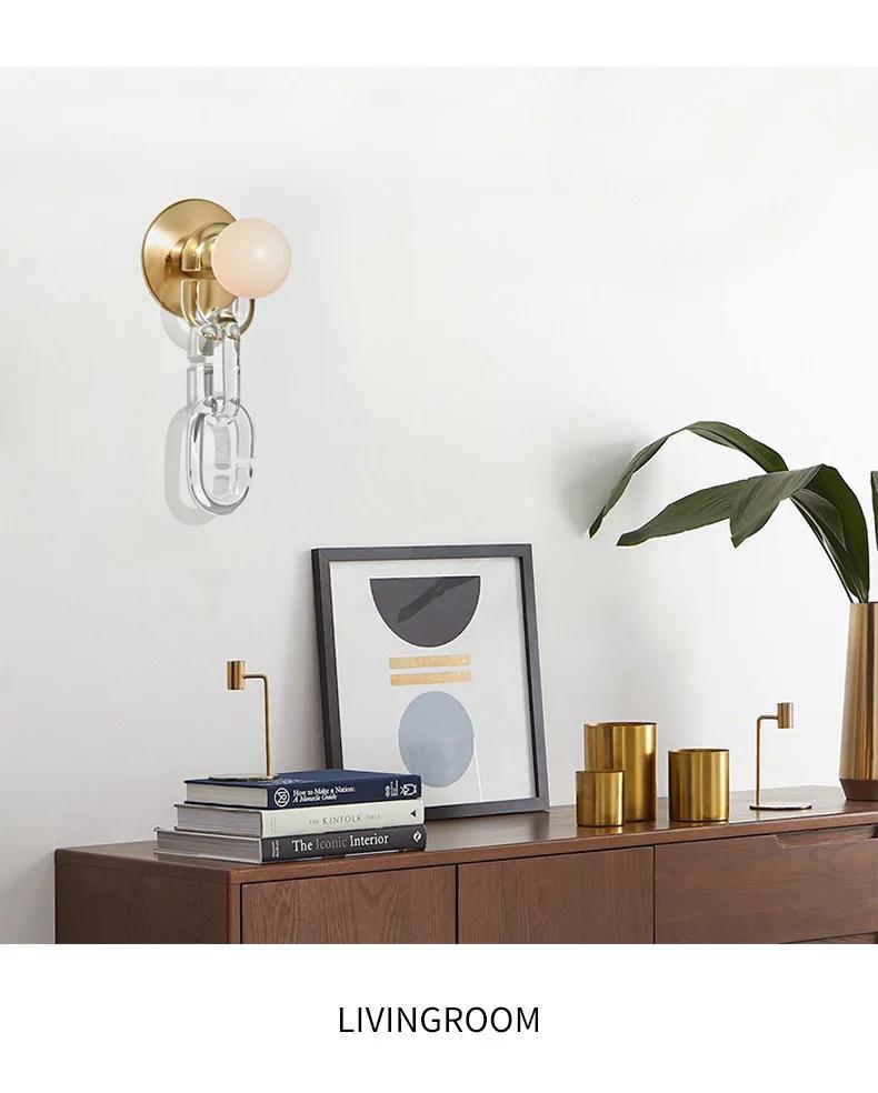 Nordic Chain Wall Light Glass Ball Wall Lamp For Bedroom Bedside Living Room Study Cloakroom Art Home Decor